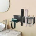 thumbnail image 3 of Grusce Hair Dryer Holder Wall Mounted, Metal Hair Tools Organizer, Hair Dryer Holder for Blow Dryer, Curling Iron, Straightener, Bathroom Hair Accessories Tools Organizer Built in Storage Box​, 3 of 11