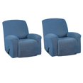 thumbnail image 5 of 2pc Elastic Recliner Sofa Cover Non Slip Soft Armchair Slipcover Blue, 5 of 5