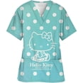 thumbnail image 3 of Uniforme d'Infirmière Kawaii, Hauts de Blouses Médicales pour Femmes, Imprimé Hello Kitty, Manches Courtes, Poches, 3 of 7