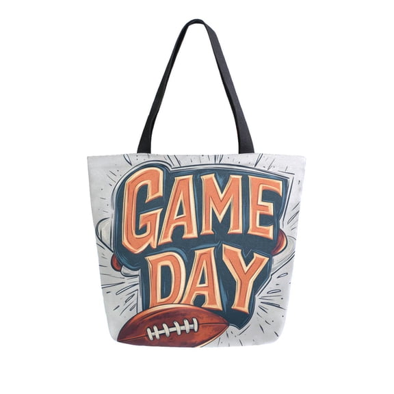 FORMRS Womens Canvas Tote Bag with Zipper Inner Pocket Shoulder Handbag, Game Day