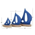 thumbnail image 2 of 8", 6", 11"H Blue Metal Sail Boat Sculpture with Wood Base, by DecMode (3 Count), 2 of 7