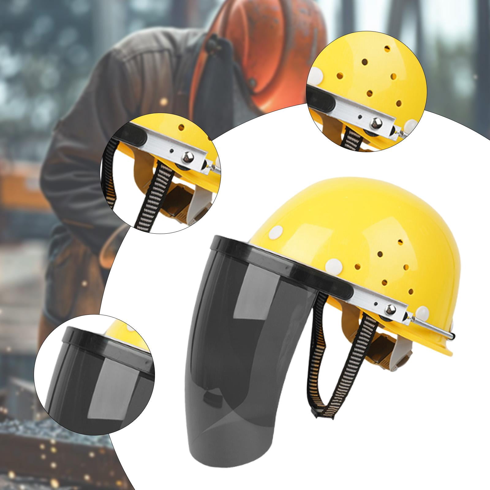 Zxpjkyu Face Shield Face Cover with Helmet Flip up Impact Resistant Headgear for Logging gray visor