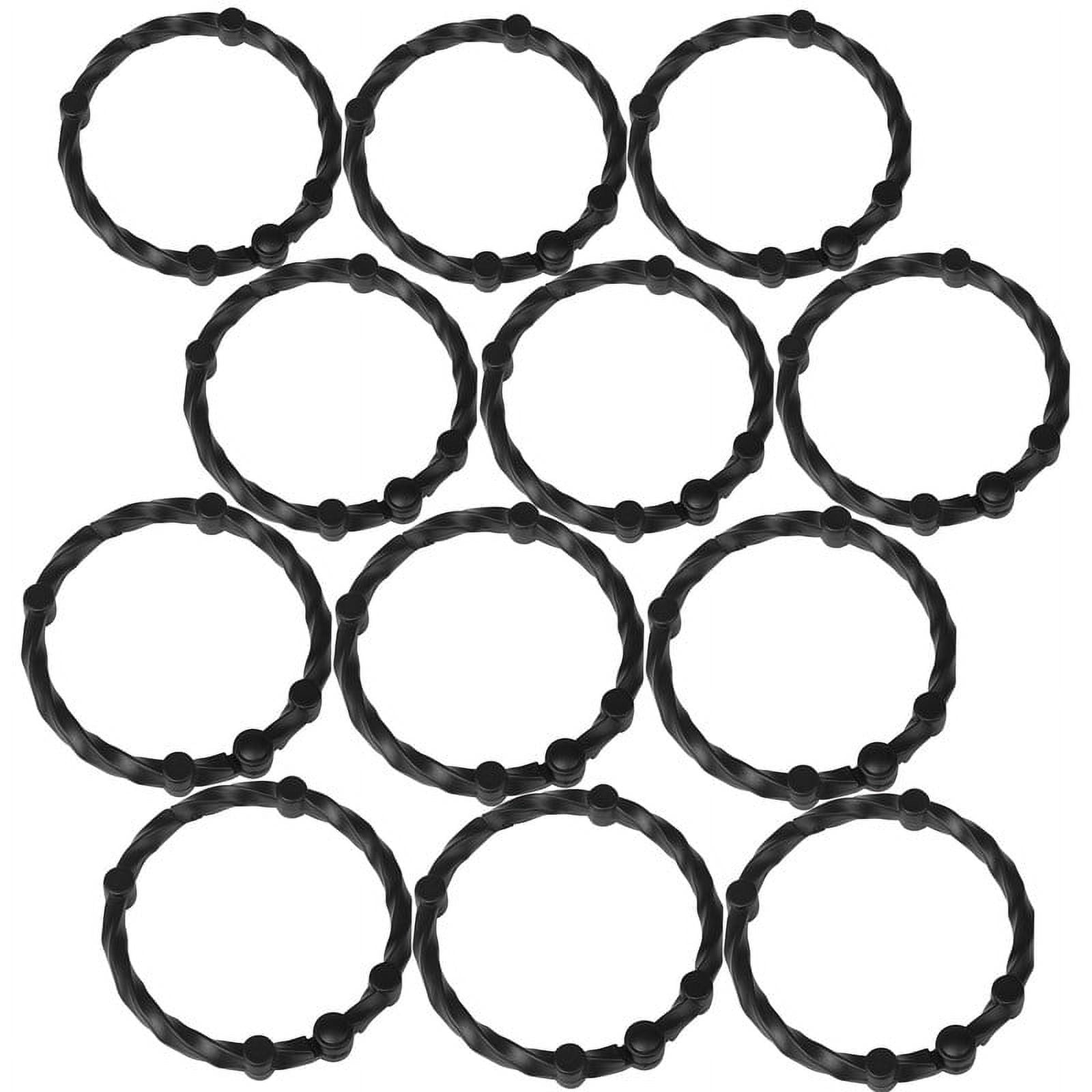 Utopia Alley Shower Eternity Curtain Rings, Rustproof Zinc Shower Curtain Rings for Bathroom Shower Rods Curtains - Set of 12- Black