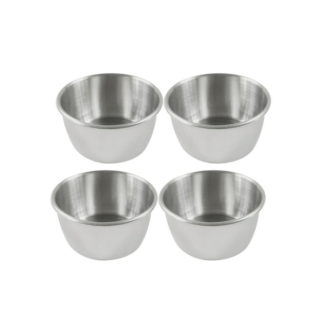 4 Pcs Bol à Trempette en Acier Inoxydable Petite Tasse à Sauce Plat à Assaisonnement Soucoupe Apéritif Récipient à Sauce pour Restaurant Maison