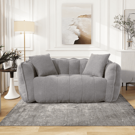 Soft Beanbag Chair with High Resilience Foam Core for Two People, The Comfortable Square Recliner Sofa is Ideal for Family Members and Friends Engaged in Games, Reading, Watching TV