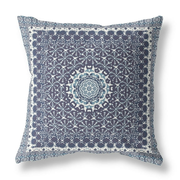 16â€ Slate Blue Holy Floral Indoor Outdoor Throw Pillow
