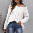 thumbnail image 5 of Lilgiuy Women's V-Neck Casual Solid Color Knit Long Sleeve Hooded Pullover Sweater Top 2022 Fall Winter, 5 of 5