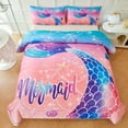 thumbnail image 2 of URBONUR 3 Pcs Mermaid Tail Girls Comforter Set Queen Size, Gradient Glitter Girls Bedding Set, Rainbow Fish Tail Bed Comforter Set for Kids Girls, 2 of 7