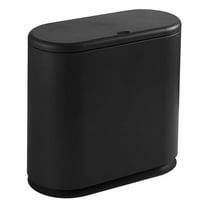 8 Liter Slim Trash Can with Press Lid, Black - Garbage Bin for Bathroom, Kitchen, Office
