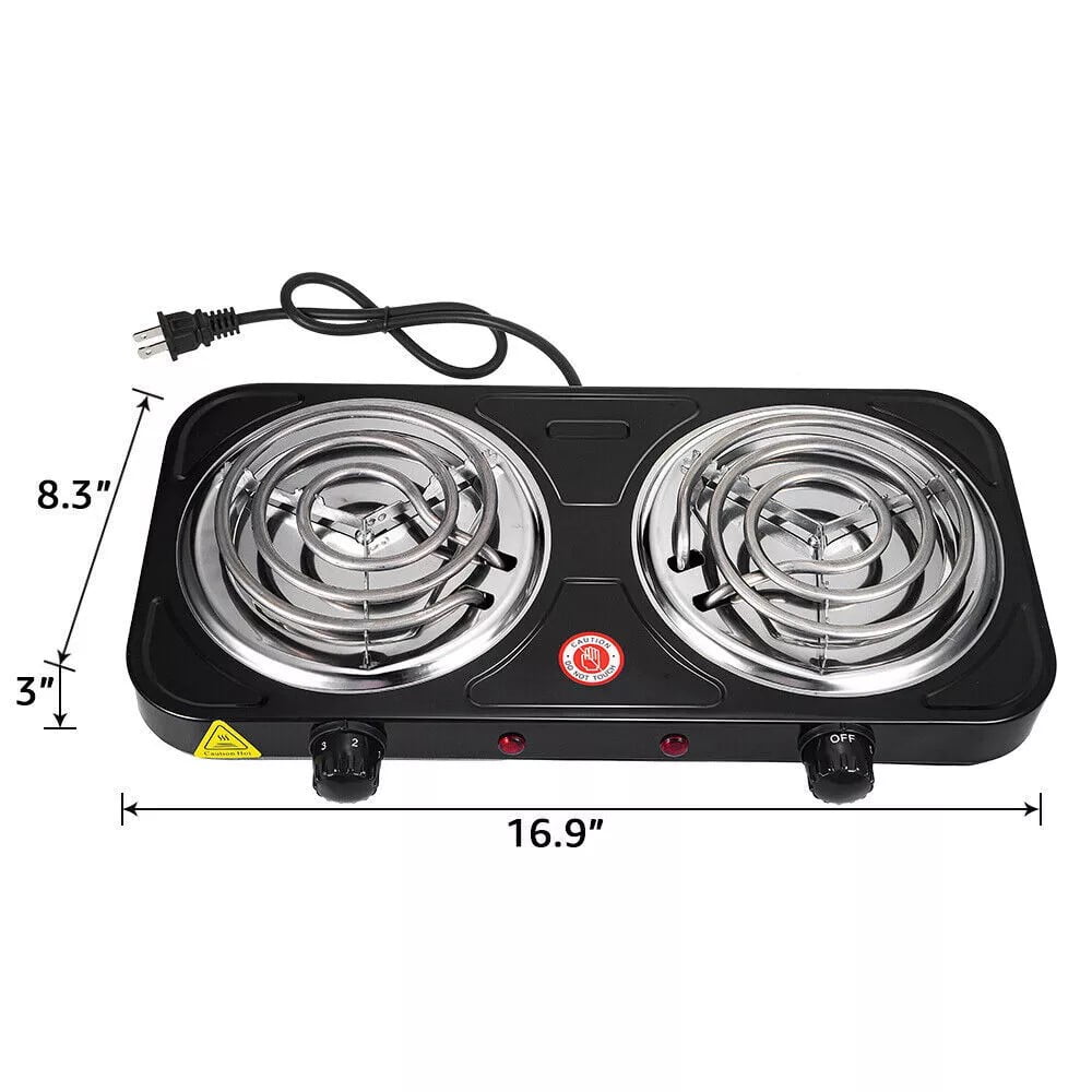 Beiled 2000W Electric Double Burner 110V Hot Plate Heating Cooktop Camping Dorm Stove Cooker with 5 Adjustable Temperatures