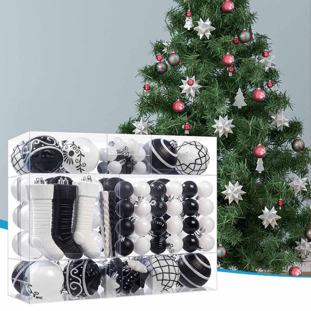 Bolas De Decoración Navideña Juego de 150 adornos navideños galvanizados con ganchos para decorar el árbol JASKFLY