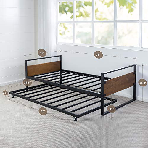 Zinus Suzanne Twin Daybed and Trundle Frame Set,OLB-IRDBS-39,Brown,2