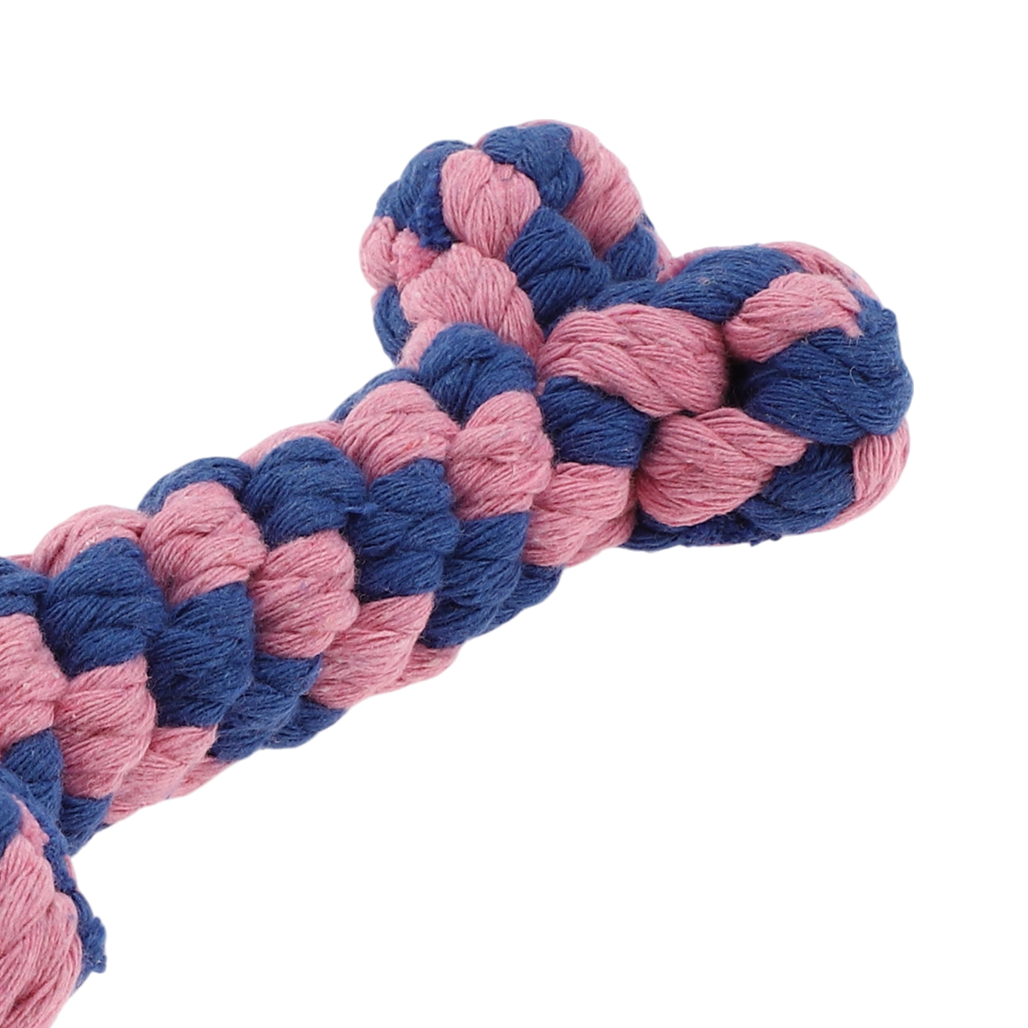 Unique Bargains Durable Cotton Teeth Cleaning Bone Shape Dog Chew Rope Pink Blue