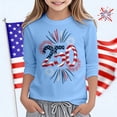 thumbnail image 2 of WAYUTE Girls Patriotic 4th Of July Graphic Tee Three Quarter Sleeve Shirts for Kids Youth Comfort Fit Casual Outdoor, 2 of 5
