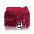 thumbnail image 1 of PEACNNG Electric Heated Blanket Full Size 72”x84”  10 Heat Settings  And 12 Hours Auto-Off  Soft Posh Ribbed Flannel  Machine Washable  Red, 1 of 5