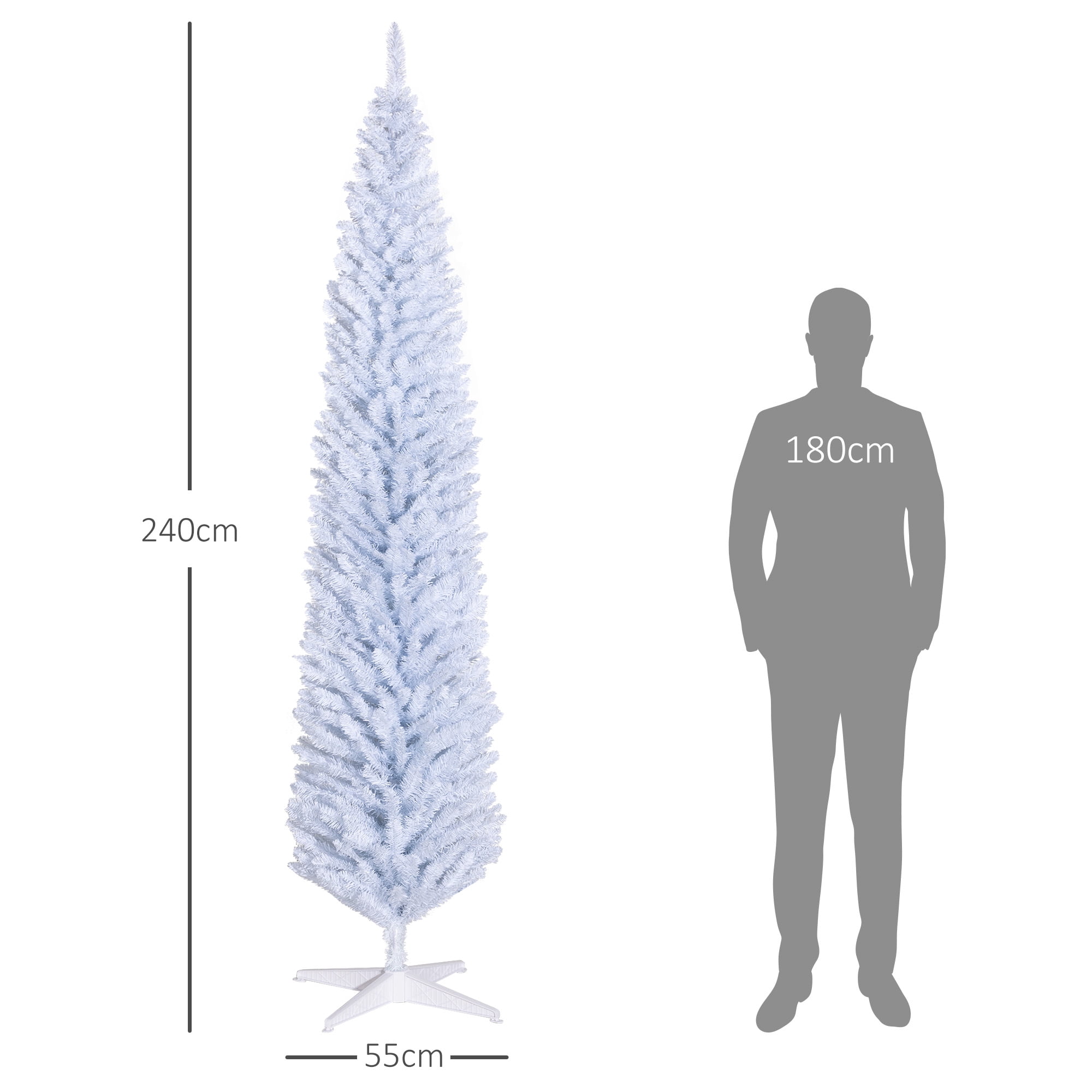 8ft Unlit Pencil Christmas Tree 618 Tips Flame Retardant Small Space Holiday Decor