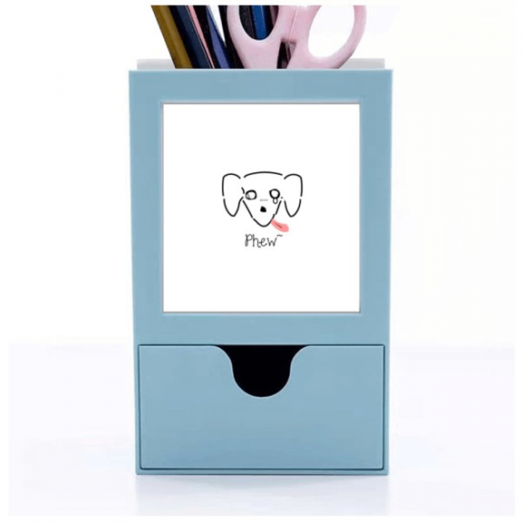 Text Dog Map Art Deco Fashion Desk Supplies Organizer Pen Holder Card
