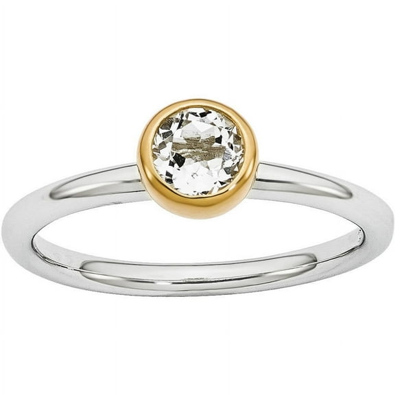 White Topaz Sterling Silver with Gold-Plate Ring