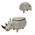 thumbnail image 3 of Saltoro Sherpi Rhinoceros Shape Wooden Storage Ottoman with Fabric Upholstery, Light Gray and Brown, 3 of 5