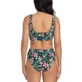 thumbnail image 3 of Wukai Rose Flowers Women's Bikini Set Two Piece,wimsuit High Waisted V Neck Twist Front Adjustable Spaghetti Straps Bathing Suit-Large, 3 of 7