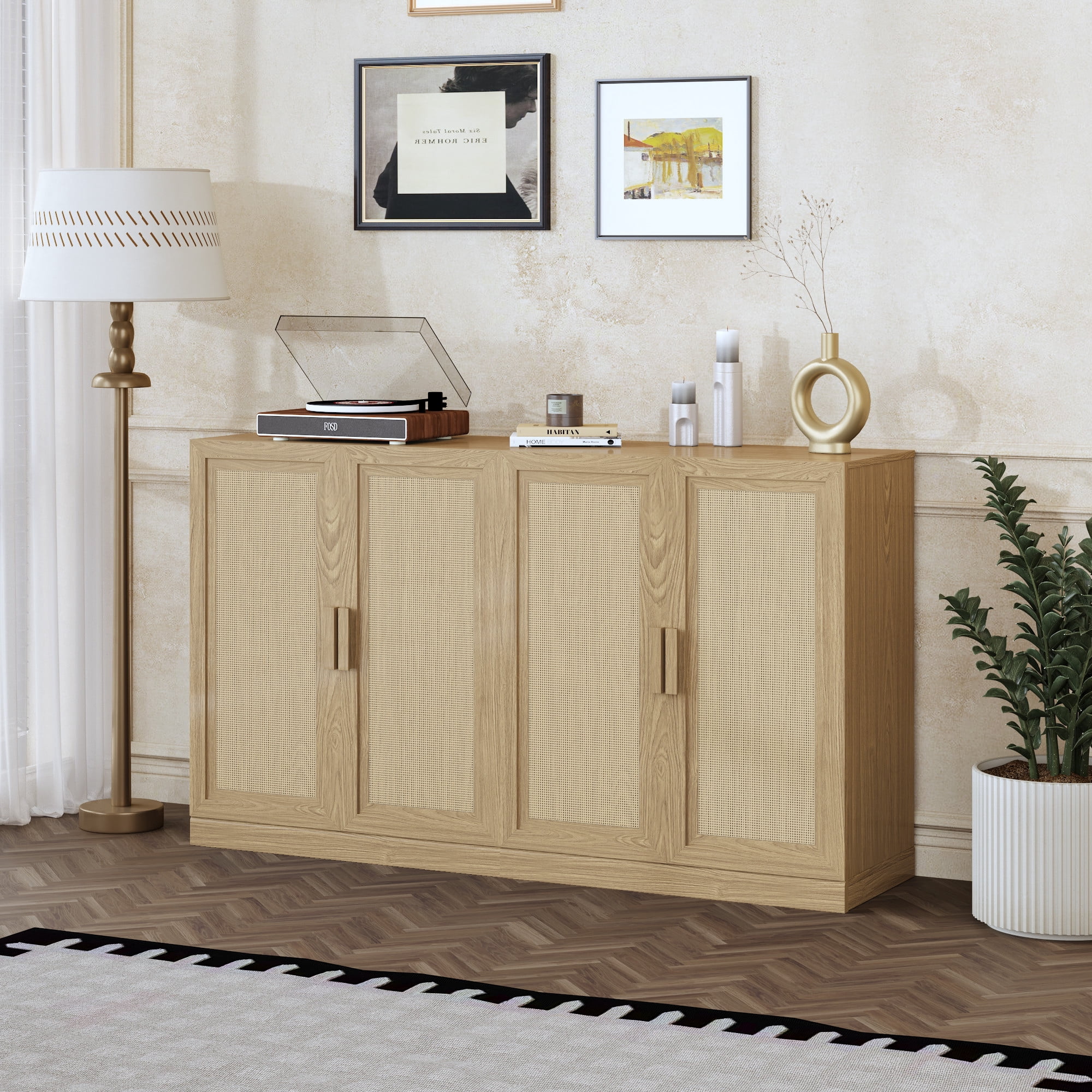 MAYEERTY Entryway Storage Cabinet Wood Accent Cabinet for Living Room,Brown