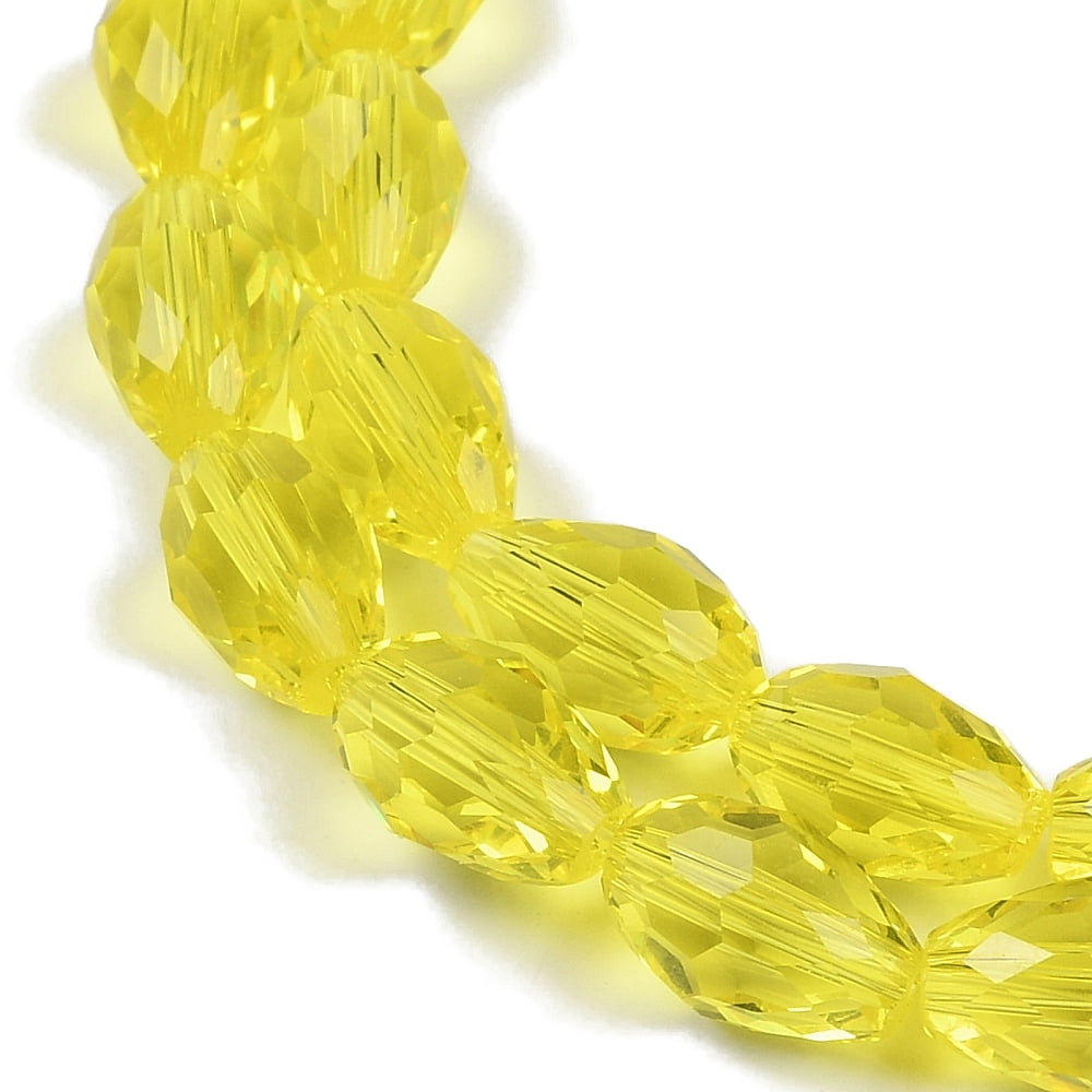 Transparent Glass Beads Strands Faceted Teardrop Yellow 15x10mm Hole: 1.6mm about 46~48pcs/strand 27.95 inch(71cm)