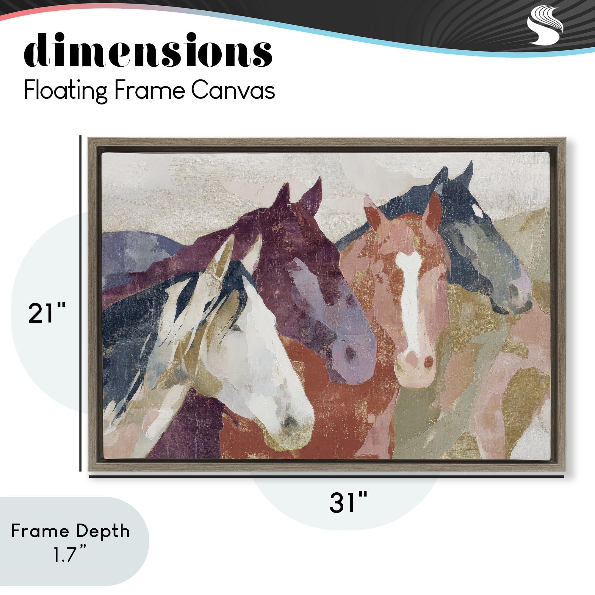 Stupell Industries Calm Horses Abstraction Brown Framed Floater Canvas Wall Art, design by Chromatic Storm Studio