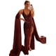 thumbnail image 3 of Vestidos largos de fiesta de lentejuelas de sirena brillantes para mujer, con abertura alta, cuello en V, tirantes finos con purpurina, vestidos formales de fiesta de noche, 3 of 5