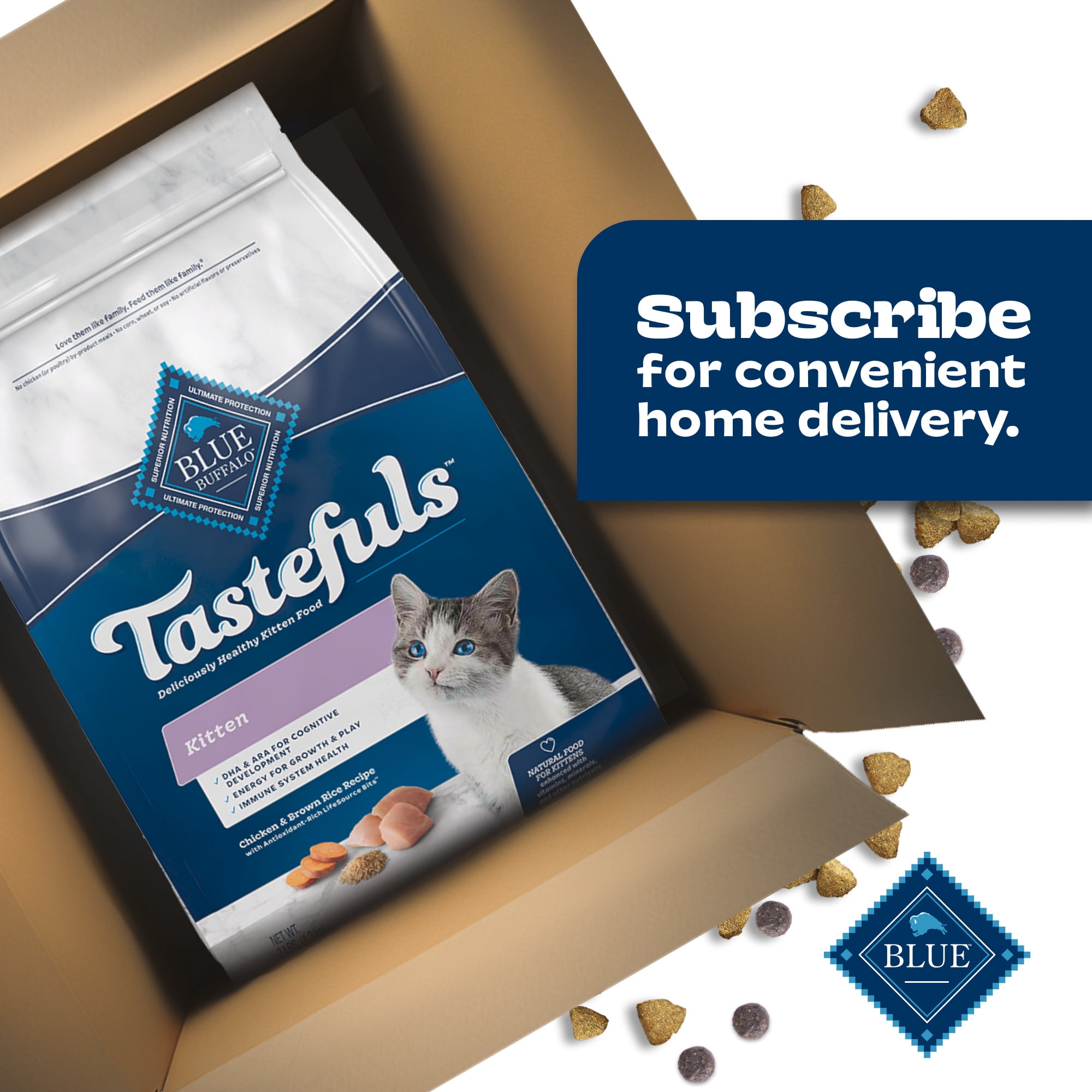 Nourriture sèche naturelle pour chatons Blue Buffalo Tastefuls, recette au poulet et riz brun 0,9kg