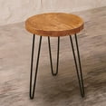 thumbnail image 4 of Rustic Old Elm Wood Round End Table Nightstand Sofa Side Table 20.5" H, 4 of 11