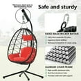thumbnail image 5 of Clearance! Hanging Wicker Egg Chair, Outdoor Patio Hanging Chairs with Stand, UV Resistant Hammock Chair with Comfortable Cushion, Durable Indoor Swing Egg Chair for Bedroom, Garden, Backyard, 5 of 7