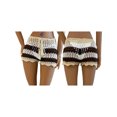 thumbnail image 3 of Women Crochet Hollow-Out Sarongs Contrast Stripe See-Through Knit Beach Shorts Summer Bikini Bottoms Cover Up, 3 of 10