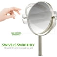 thumbnail image 3 of Ovente 7'' Tabletop Makeup Mirror with Stand, 1X & 7X Magnifier, Spinning Double Sided Round Vanity Mirror, Ideal for Dresser, Bedroom, Office & Bath, Nickel Brushed MNLCT70BR1X7X, 3 of 7