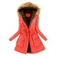 thumbnail image 1 of Women Solid Color Coat Button Down Overcoat Warm Winter Overcoat Long Sleeve Cardigan Fluffy Jacket Windproof Outer Coat, 1 of 5