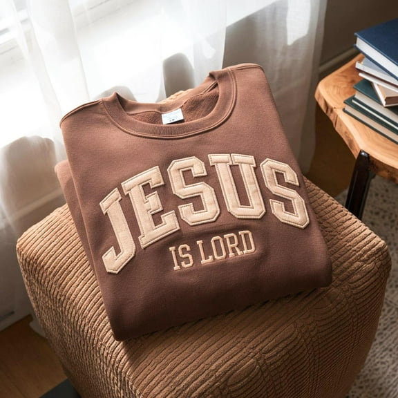 Jesus is Lord Embroidered Shirt, Christian Tshirt, Varsity Aesthetic Christian Shirt, Bible Verse Shirt, Religious T-Shirt, Faith Shirt