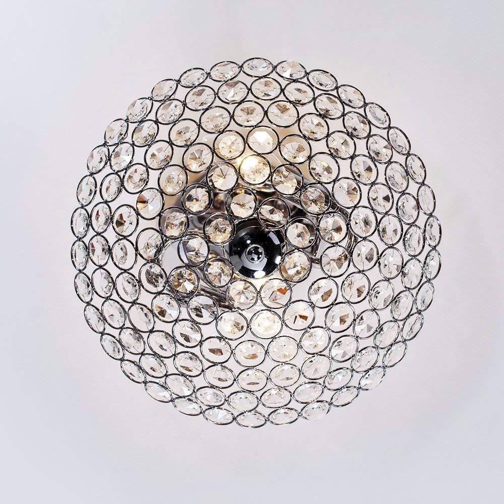 Kiven 11.8in Flush Mount Ceiling Light Fixture Dimmable, 3-Light Anti Glare Close to Ceiling Light with 15FT Plug-in Cord, Modern Crystal Chandelier for Bedroom Kitchen Island Hallway