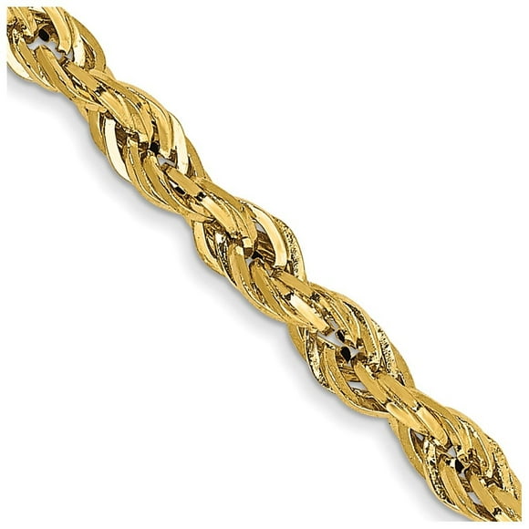 Diamond2Deal 14K Yellow Gold 2.8mm Semi Solid Rope Chain Necklace for Women 20"