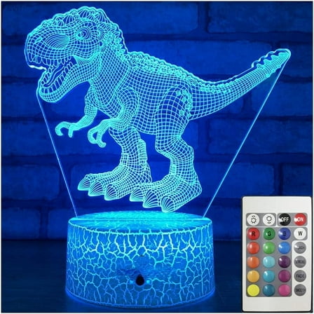 Dinosaur Toys 3D Night Light with Remote & Smart Touch 7 Colors   16 Colors Changing Dimmable TRex Toys 1 2 3 4 5 6 7 8 Year Old Boy or Girl Gifts
