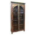thumbnail image 4 of Moti Trinidad 42" Tall Coastal Solid Wood and Iron Jali Cabinet in Brown, 4 of 4