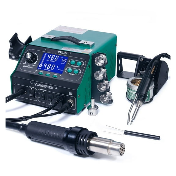 992DA  LCD Soldering Station With Smoking Solder Iron Vacuum Pen BGA Rework Station Hot Air Blow Dryer Welding Station