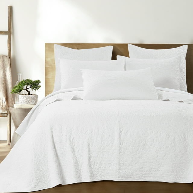 Homthreads Solid Textured Quilt Set, Full