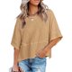 thumbnail image 1 of Mujer Verano Top Cuello Redondo Mangas 3/4 Campana Suelta Color Puro Camiseta Casual Caqui XXL, 1 of 6