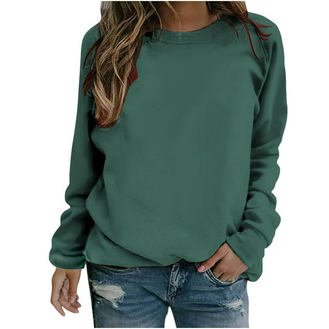 Sweat-shirts Décontractés à Col Rond à Manches Longues Coupe Ample Pull-Overs Doux Automne Vêtements de Mode