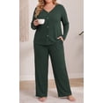 thumbnail image 2 of Daystry Womens Plus Size Pajama Sets 2 Piece Fall Winter Button Down Long Sleeve Pants with Pockets for Lounge Sleepwear, 2 of 8