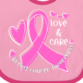 thumbnail image 4 of Inktastic Love, Care, Cure Breast Cancer Awareness Pink Ribbon Boys or Girls Baby Bib, 4 of 4