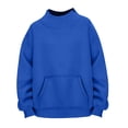 thumbnail image 3 of Mockneck Sweatshirt Women Pullover Shirt Turtleneck Long Sleeve Tops Workout Tops Cute Tunic Tops Fall Outfits Plain Warm Sweatshirt Stretchy Clothes Solid Color Lounge Tops No Hood with Pockets Blue, 3 of 4