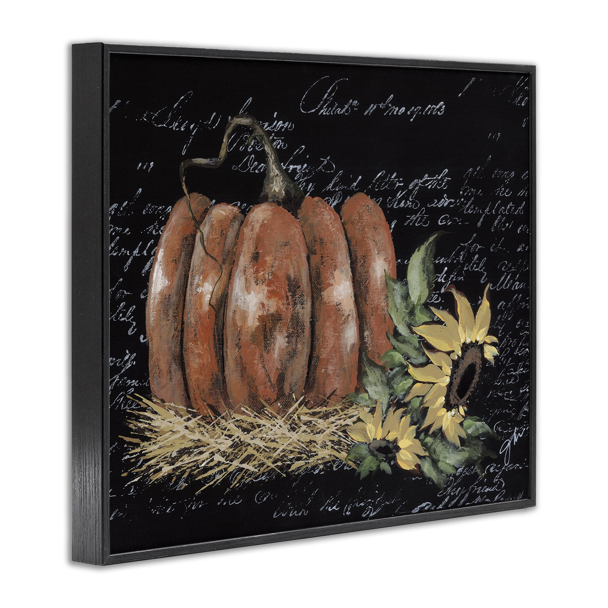 Stupell Industries Autumn Country Pumpkin Botanical & Floral Painting Black Framed Art Print Wall Art, 14 x 11