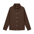 thumbnail image 6 of OGLCCG Fleece Jacket Womens Stand Collar Snap Front Sweatshirt Cardigan with Pockets Long Sleeve Soft Sherpa Coat,Size S-3XL, 6 of 7