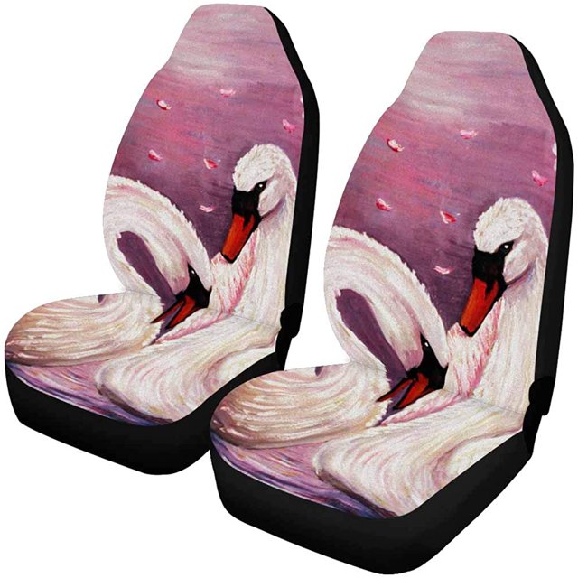 ABPHQTO Juego de 2 fundas para asientos de coche Love Swan, protector universal para asientos delanteros de coche, apto para coche, SUV, sedán, camión