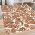 thumbnail image 1 of Paisley Decorative Rug, Ethnic Art Swirly Flowers Leaves Floral Pattern Bohemian Style Country Print, Quality Carpet for Bedroom Dorm and Living Room, 6 Sizes, Orange Cream Rose, by Ambesonne, 1 of 4